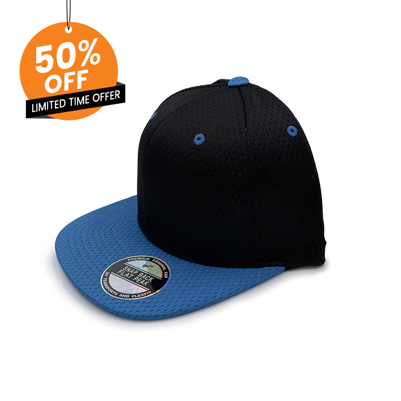 Snapback Flat Peak Black & Blue
